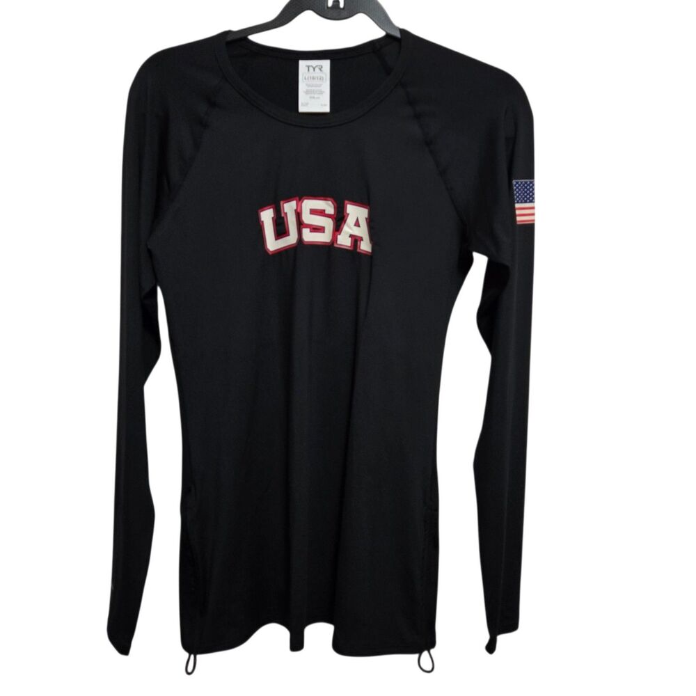 TYR Swim Shirt Womens Size Large Black UPF 50+ Protection USA Surfing Yoga NEW